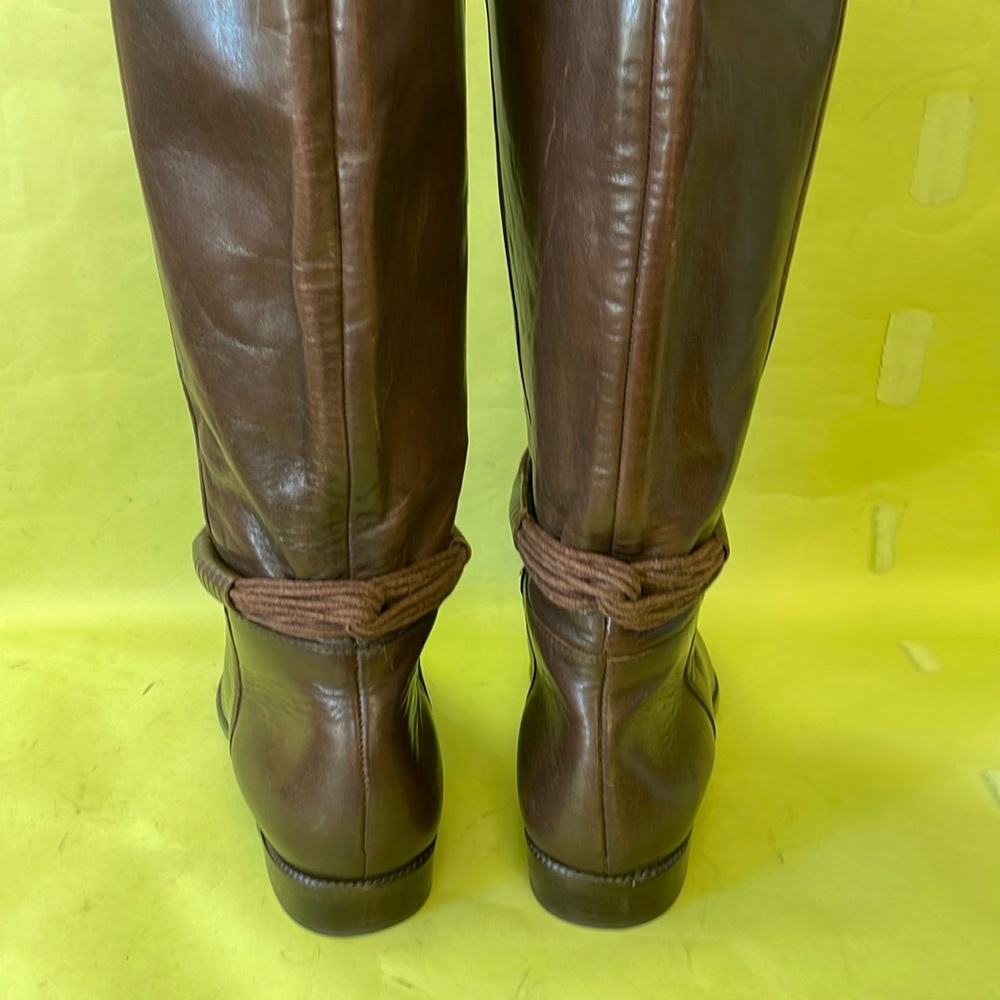 Vintage dark brown Flex distressed leather pull on riding boots - Picture 7 of 10